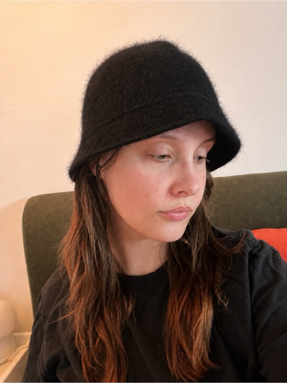 Vintage Angora Wool Blend Bucket Hat